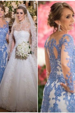 Long Sleeves Beaded Lace Mother of the Bride Dresses 702088