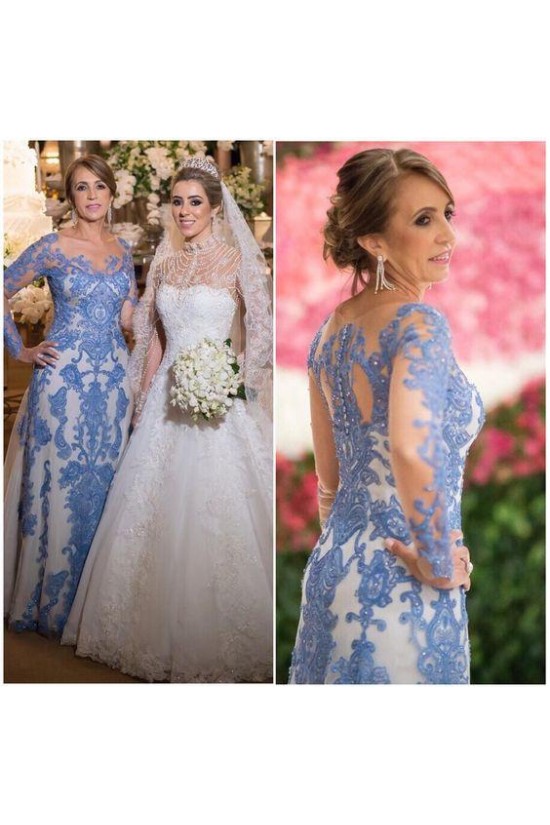 Long Sleeves Beaded Lace Mother of the Bride Dresses 702088