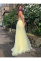 Long Yellow Lace and Tulle Prom Dress Formal Evening Gowns with Beads 901001 Long Yellow Lace and Tulle Prom Dress Formal Evening Gowns with Beads 901001