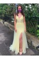 Long Yellow Lace and Tulle Prom Dress Formal Evening Gowns with Beads 901001 Long Yellow Lace and Tulle Prom Dress Formal Evening Gowns with Beads 901001