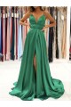 A-Line V Neck Long Prom Dresses Formal Evening Gowns with Slit 901002 A-Line V Neck Long Prom Dresses Formal Evening Gowns with Slit 901002