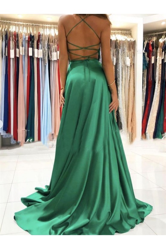 A-Line V Neck Long Prom Dresses Formal Evening Gowns with Slit 901002 A-Line V Neck Long Prom Dresses Formal Evening Gowns with Slit 901002