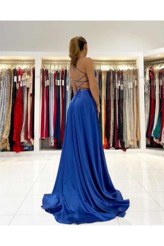 A-Line V Neck Long Prom Dresses Formal Evening Gowns with Slit 901002 A-Line V Neck Long Prom Dresses Formal Evening Gowns with Slit 901002