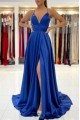 A-Line V Neck Long Prom Dresses Formal Evening Gowns with Slit 901002 A-Line V Neck Long Prom Dresses Formal Evening Gowns with Slit 901002