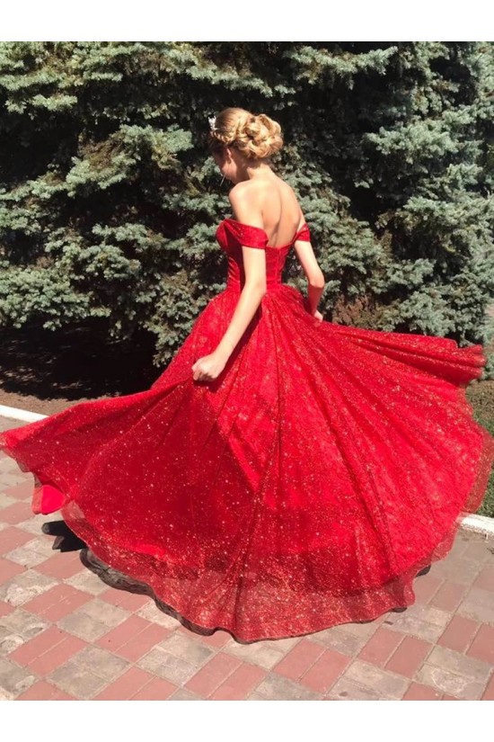 Long Red Sparkle Tulle Prom Dresses Formal Evening Gowns 901015 Long Red Sparkle Tulle Prom Dresses Formal Evening Gowns 901015