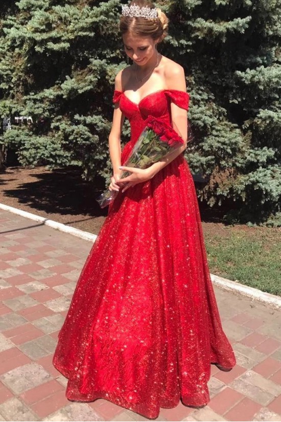 Long Red Sparkle Tulle Prom Dresses Formal Evening Gowns 901015 Long Red Sparkle Tulle Prom Dresses Formal Evening Gowns 901015