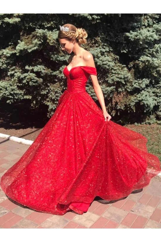 Long Red Sparkle Tulle Prom Dresses Formal Evening Gowns 901015 Long Red Sparkle Tulle Prom Dresses Formal Evening Gowns 901015