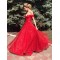Long Red Sparkle Tulle Prom Dresses Formal Evening Gowns 901015