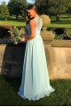 Long Blue Chiffon and Lace Prom Dresses Formal Evening Gowns 901016