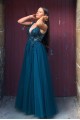 Long Navy Blue V Neck Lace and Tulle Prom Dresses Formal Evening Gowns with Beads 901017 Long Navy Blue V Neck Lace and Tulle Prom Dresses Formal Evening Gowns with Beads 901017