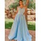 Long Blue Lace Prom Dresses Formal Evening Gowns 901018
