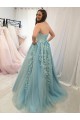 Long Strapless Tulle Prom Dresses Formal Evening Gowns with Lace Appliques 901022 Long Strapless Tulle Prom Dresses Formal Evening Gowns with Lace Appliques 901022