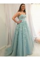 Long Strapless Tulle Prom Dresses Formal Evening Gowns with Lace Appliques 901022 Long Strapless Tulle Prom Dresses Formal Evening Gowns with Lace Appliques 901022