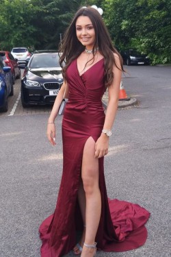 Elegant Long V Neck Prom Dresses Formal Evening Gowns 901025