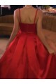 Long Red Satin Prom Dresses Formal Evening Gowns 901027