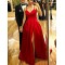Long Red Satin Prom Dresses Formal Evening Gowns 901027