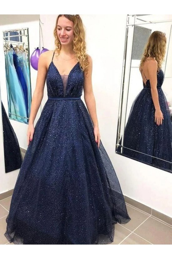 Sparkle Tulle Long Navy Blue Prom Dresses Formal Evening Gowns 901028 Sparkle Tulle Long Navy Blue Prom Dresses Formal Evening Gowns 901028