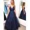 Sparkle Tulle Long Navy Blue Prom Dresses Formal Evening Gowns 901028