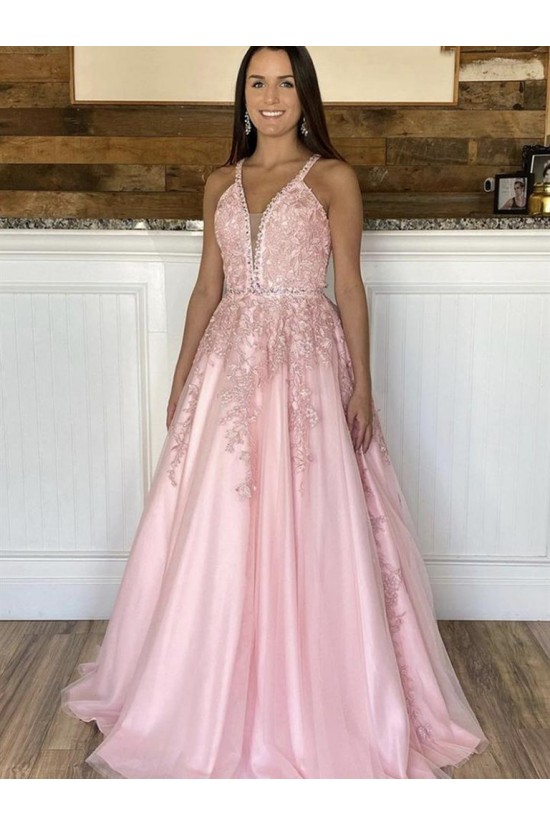 Long Pink Lace and Satin Prom Dresses Formal Evening Gowns 901031 Long Pink Lace and Satin Prom Dresses Formal Evening Gowns 901031