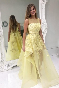 Long Yellow Prom Dresses Formal Evening Gowns 901033