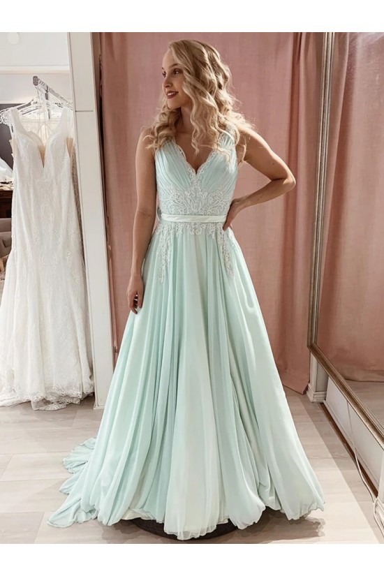 A-Line Chiffon and Lace Long Prom Dresses Formal Evening Gowns 901041 A-Line Chiffon and Lace Long Prom Dresses Formal Evening Gowns 901041