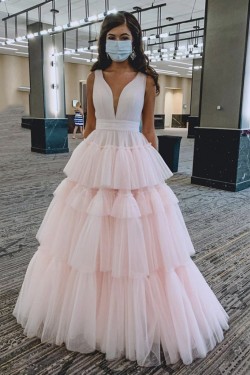 A-Line Long Tulle Prom Dresses Formal Evening Gowns 901047