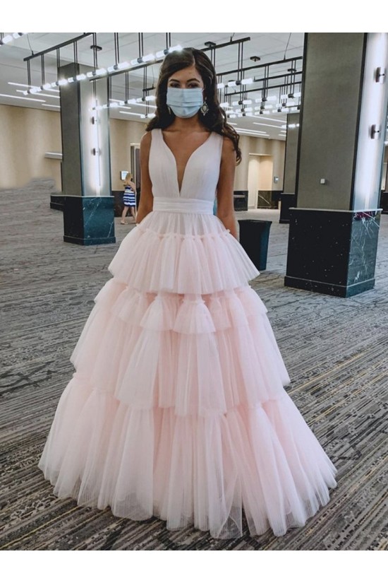 A-Line Long Tulle Prom Dresses Formal Evening Gowns 901047