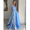 A-Line Long Blue Prom Dresses Formal Evening Gowns 901048