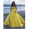 Long Yellow Strapless Satin Prom Dresses Formal Evening Gowns 901052