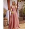 A-Line V Neck Long Prom Dresses Formal Evening Gowns 901054