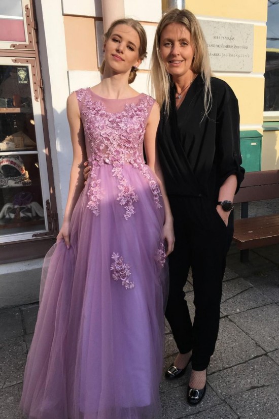 A-Line Tulle and Lace Long Prom Dresses Formal Evening Gowns 901055 A-Line Tulle and Lace Long Prom Dresses Formal Evening Gowns 901055