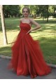A-Line Strapless Tulle Long Prom Dresses Formal Evening Gowns 901056 A-Line Strapless Tulle Long Prom Dresses Formal Evening Gowns 901056