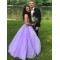 A-Line Lavender Tulle Long Beaded Prom Dresses Formal Evening Gowns 901061