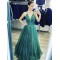 A-Line Sparkle Tulle Long Green Prom Dresses Formal Evening Gowns 901066