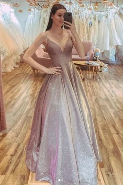 A-Line Sparkle Long Prom Dresses Formal Evening Gowns 901067