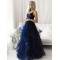 A-Line Navy Blue Long Tulle Prom Dresses Formal Evening Gowns 901068