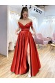 A-Line Long Off the Shoulder Satin Prom Dresses Formal Evening Gowns with Pockets 901069 A-Line Long Off the Shoulder Satin Prom Dresses Formal Evening Gowns with Pockets 901069