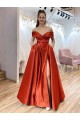 A-Line Long Off the Shoulder Satin Prom Dresses Formal Evening Gowns with Pockets 901069 A-Line Long Off the Shoulder Satin Prom Dresses Formal Evening Gowns with Pockets 901069