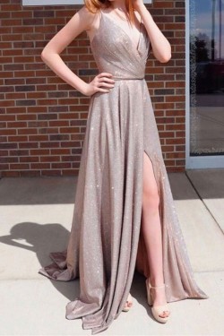 A-Line Sparkle Long Prom Dresses Formal Evening Gowns 901070