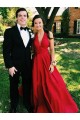 A-Line Red V Neck Long Prom Dresses Formal Evening Gowns 901074 A-Line Red V Neck Long Prom Dresses Formal Evening Gowns 901074