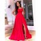 A-Line Spaghetti Straps Long Red Prom Dresses Formal Evening Gowns 901075