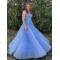 A-Line Lace Long Prom Dresses Formal Evening Gowns 901076