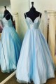 Long Blue Sparkle Tulle Prom Dresses Formal Evening Gowns 901079