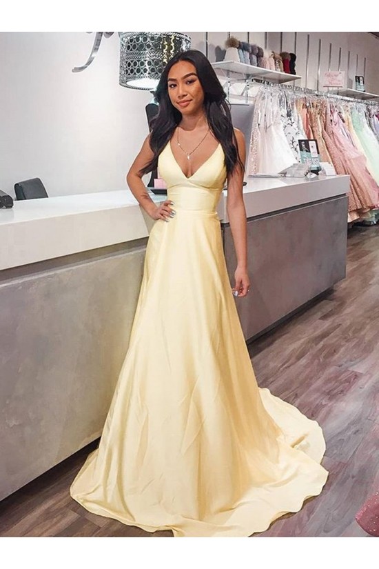 Long Yellow V Neck Prom Dresses Formal Evening Gowns 901080 Long Yellow V Neck Prom Dresses Formal Evening Gowns 901080
