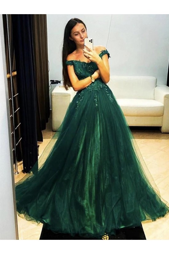 A-Line Lace and Tulle Beaded Long Prom Dresses Formal Evening Gowns 901081 A-Line Lace and Tulle Beaded Long Prom Dresses Formal Evening Gowns 901081