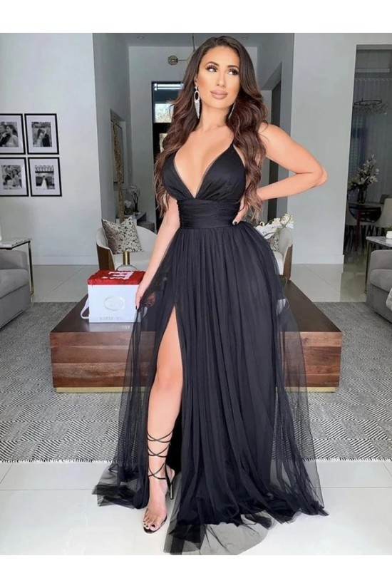 Long Black Tulle Prom Dresses Formal Evening Gowns 901083 Long Black Tulle Prom Dresses Formal Evening Gowns 901083