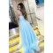 A-Line Long Blue Lace Prom Dresses Formal Evening Gowns 901084