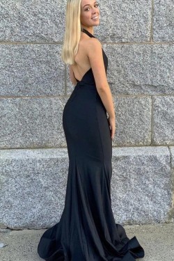 Mermaid Deep V Neck Halter Long Prom Dresses Formal Evening Gowns 901089