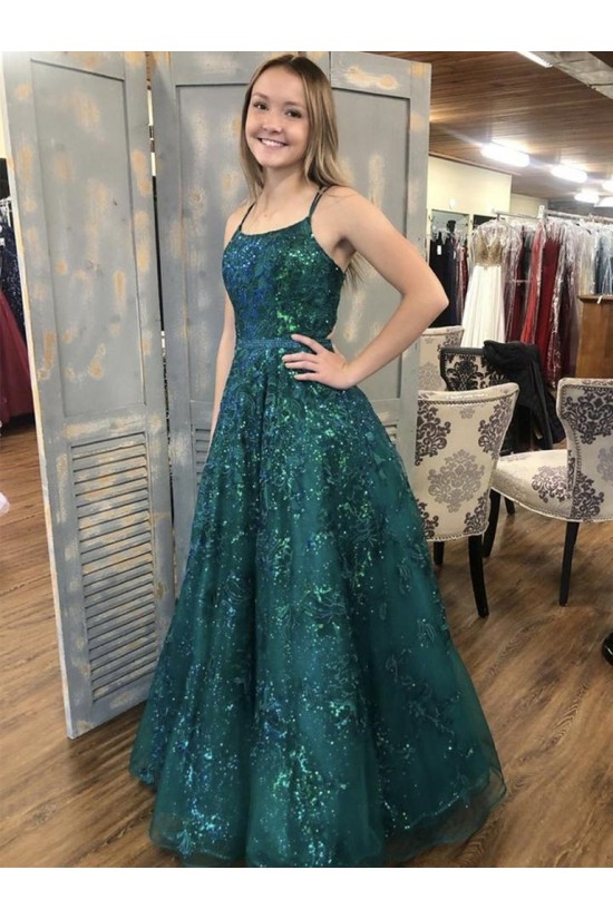 A-Line Sparkle Lace Long Prom Dresses Formal Evening Gowns 901094 A-Line Sparkle Lace Long Prom Dresses Formal Evening Gowns 901094