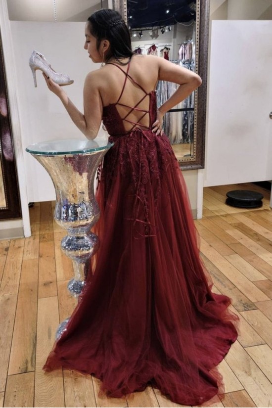 A-Line Lace and Tulle Long Prom Dresses Formal Evening Gowns 901096 A-Line Lace and Tulle Long Prom Dresses Formal Evening Gowns 901096